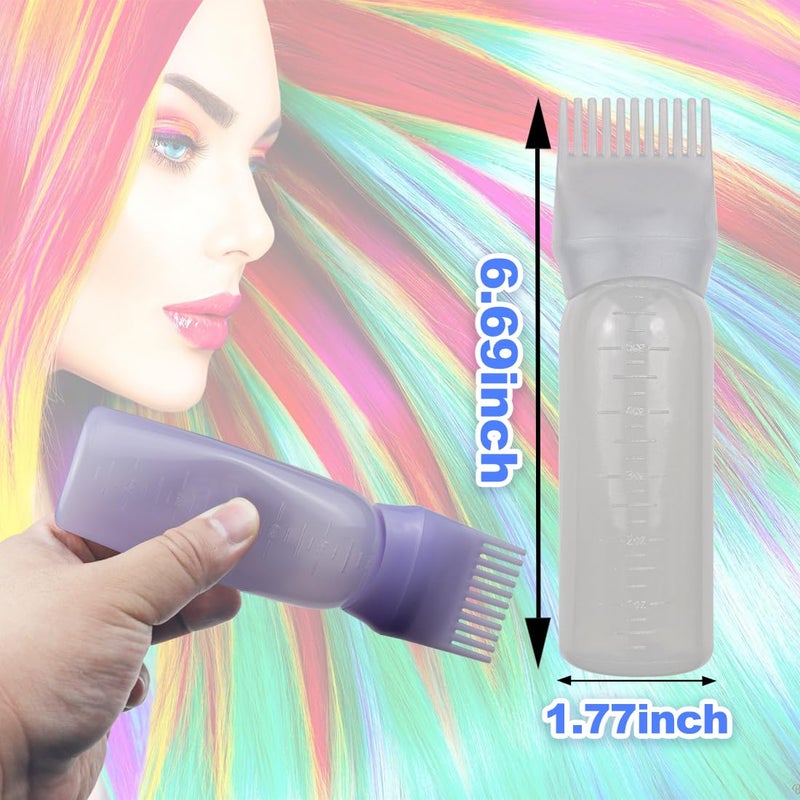 FZWONVUC 4 Pack Root Comb Applicator Bottle, Hair Oil Comb Applicator for Hair Dye, Shampoos, Salons (White+Purple) - Image 2